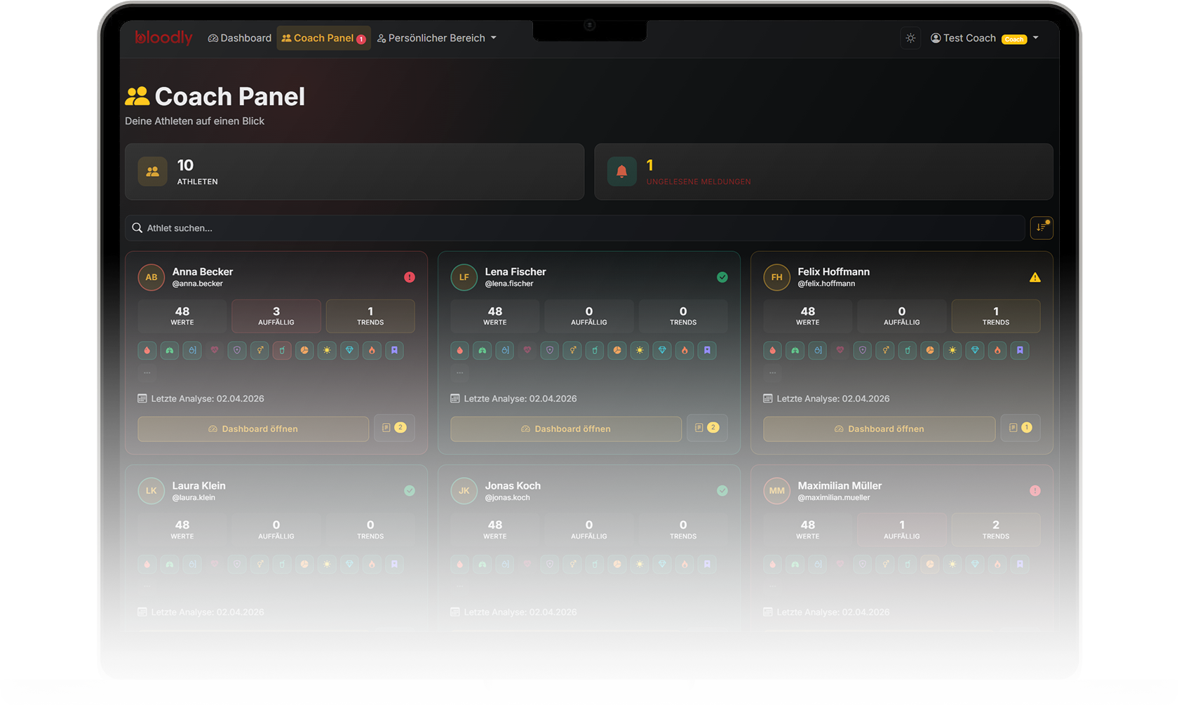 Coach Panel auf dem Macbook