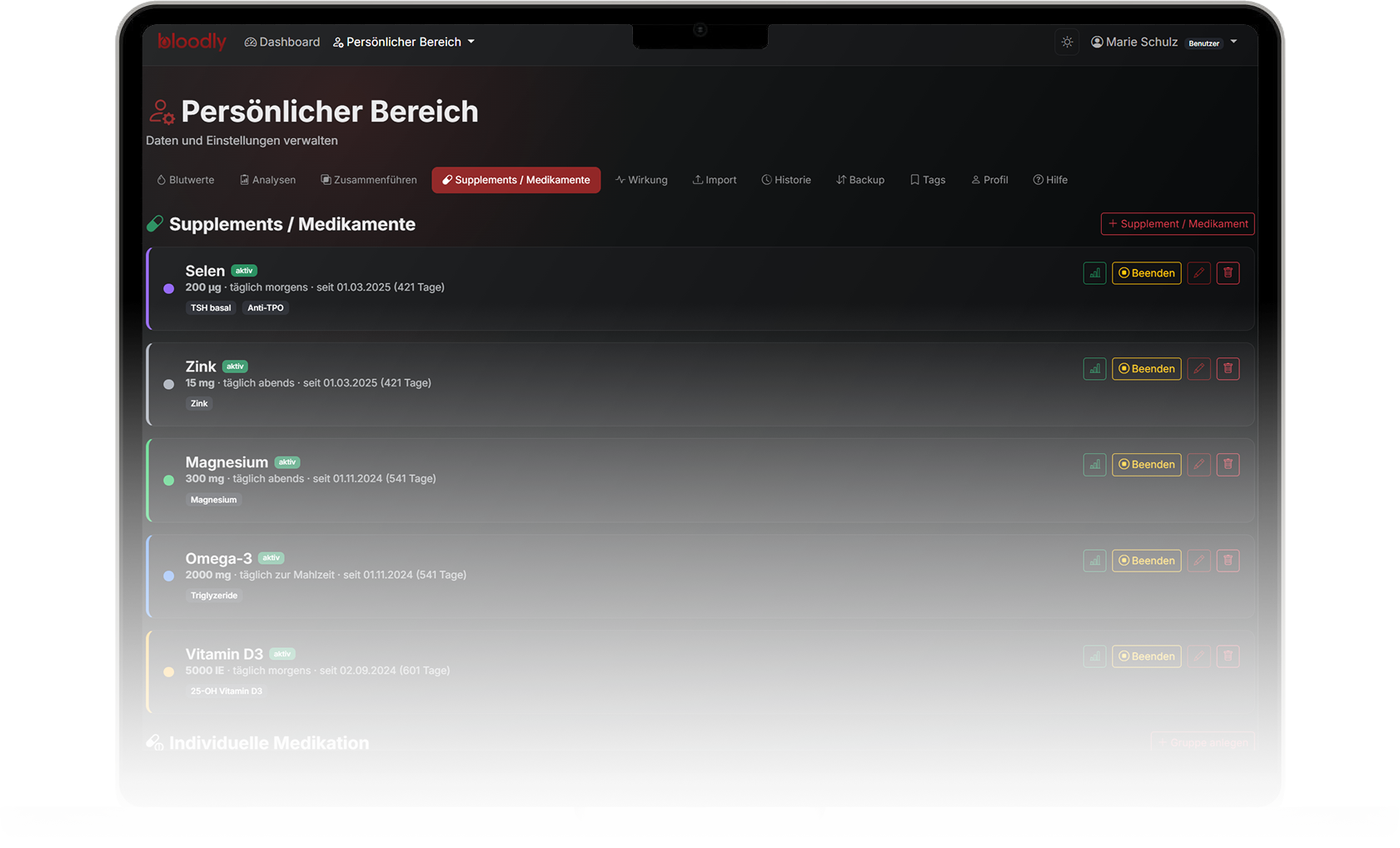 Medikation auf dem Macbook
